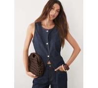 Mango - Lia - Gilet di jeans indaco in coordinato-Blu XS