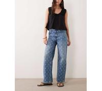Mango - Lunares - Jeans dritti in 100% cotone blu medio a pois 40