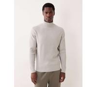 Mango - Maglione accollato classico color grigio ghiaccio a coste L