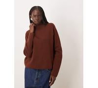 Mango - Maglione accollato color cioccolato-Marrone XS