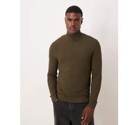 Mango - Maglione accollato color verde mélange S