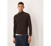 Mango - Maglione accollato in misto cotone color marrone cioccolato con zip corta L
