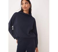 Mango - Maglione accollato morbido al tatto blu navy in coordinato S