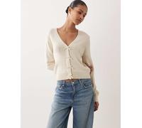 Mango - Maglione color crema con scollo a V e fiocchi-Neutro XS