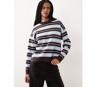 Mango - Maglione con scollo rotondo blu e marrone a righe-Multicolore S
