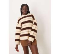 Mango - Maglione girocollo beige a righe-Neutro XS