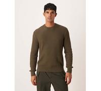 Mango - Maglione in cotone verde scuro con scollo rotondo M