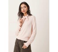 Mango - Maglione in misto lana rosa con allacciatura al collo XS