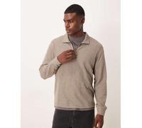 Mango - Maglione lavorato color latte con zip corta-Marrone XL