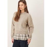 Mango - Maglione lavorato con camicia marrone S