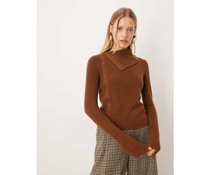 Mango - Maglione marrone medio con bottoni laterali S
