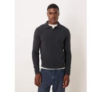 Mango - Maglione stile polo in maglia blu con intaglio sul collo XL