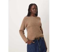 Mango - Maglione traforato marrone chiaro S