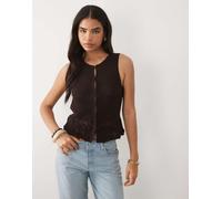 Mango - Mashi - Canotta in 100% cotone marrone scuro in coordinato XL