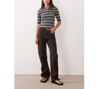 Mango - Matilda - Jeans dritti in 100% cotone marrone cioccolato 48