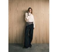 Mango - Max - Jeans dritti in cotone blu indaco con cuciture a contrasto 48