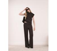 Mango - Michi - Pantaloni dritti bordeaux morbidi al tatto in coordinato-Rosso L