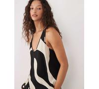 Mango - Nikita - Top stropicciato con scollo a V nero e crema con stampa astratta in coordinato M