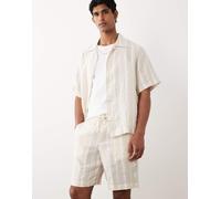 Mango - Pantaloncini comodi a righe in misto cotone écru-Neutro M