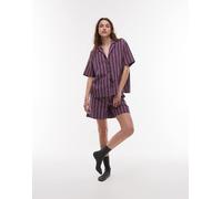 Mango - Pantaloncini del pigiama in cotone viola a righe tono su tono in coordinato S