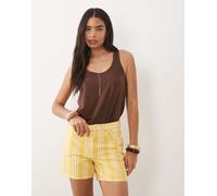 Mango - Pantaloncini di jeans in 100% cotone giallo a righe 46
