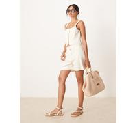 Mango - Pantaloncini sartoriali bianchi con pieghe sul davanti in coordinato-Bianco 40