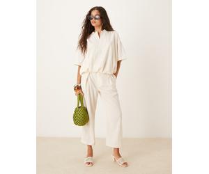 Mango - Pantaloni alla caviglia giallo chiaro con elastico in vita in coordinato L