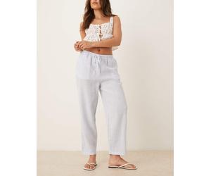 Mango - Pantaloni blu in lino allacciati in vita L