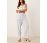 Mango - Pantaloni blu in lino allacciati in vita M