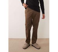 Mango - - Pantaloni comodi in 100% cotone marroni con vita regolabile-Marrone 42