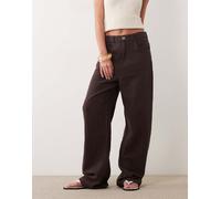 Mango - Pantaloni comodi in mussola di 100% cotone marrone L