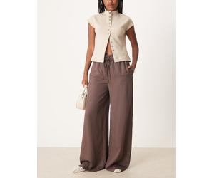 Mango - Pantaloni comodi marrone scuro allacciati in vita M