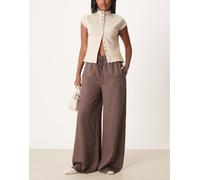 Mango - Pantaloni comodi marrone scuro allacciati in vita XS