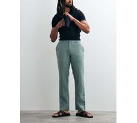 Mango - Pantaloni dritti 100% lino verde menta 48