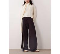 Mango - Pantaloni dritti allacciati in vita con righe laterali color fico-Rosso M
