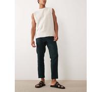 Mango - Pantaloni dritti in misto lino con vita regolabile-Verde 44