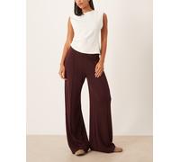 Mango - Pantaloni in maglia bordeaux con cuciture sul davanti-Rosso S