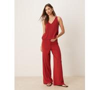 Mango - Pantaloni rossi in maglia con coulisse in coordinato-Rosso M
