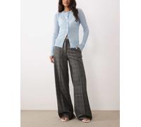 Mango - Pantaloni sartoriali a zampa antracite a quadri-Grigio 40