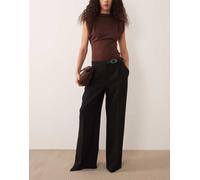 Mango - Pantaloni sartoriali dritti neri con fibbia-Nero 42