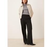 Mango - Pantaloni sartoriali dritti neri con piega sul davanti-Nero 40