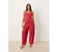 Mango - Pantaloni taglio corto rossi a cilindro in coordinato-Rosso 42