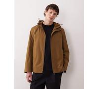 Mango - Parka in misto cotone color cuoio con cappuccio e zip-Marrone S