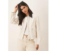 Mango - Parka taglio corto beige chiaro in 100% cotone con colletto a contrasto-Neutro XL
