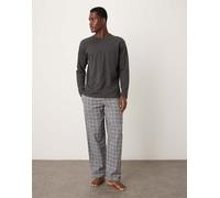 Mango - Pigiama in misto cotone grigio a quadri XL