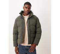 Mango - Piumino idrorepellente kaki con collo a imbuto-Verde M