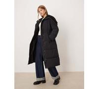 Mango - Piumino nero con cappuccio con pelliccia e zip combinata M