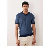 Mango - Polo a maniche corte in maglia con rever blu navy XL