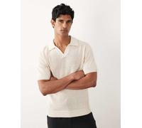Mango - Polo a maniche corte in misto cotone écru con rever-Neutro 2XL