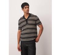 Mango - Polo all'uncinetto a righe bianche e nere-Nero S